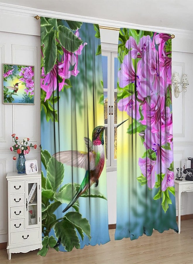 AuiMzoo Hummingbird Blackout Curtains, Beautiful Purple Floral Hummingbird Nature Theme, for Bedroom Living Room, 2 Panel Set, 42x45 Inch - Image 5